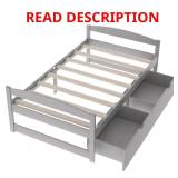 Gray Twin Platform Bed with 2-Drawers