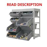 Gray 4-Tier Bin Storage Shelving