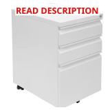3-Drawer White Metal Under Desk Pedestal