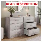 Grey 6-Drawer 44.5 in. Wide Dresser