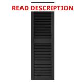 Louvered Vinyl Exterior Shutters Pair, Black