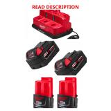 Milwaukee M12/M18 Rapid Charger + 2x Batteries