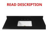 49 in. W Granite White Vanity Top in Black