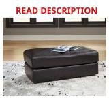 Amiata Black Leather Rectangle Ottoman