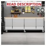Garvee 96" Rolling Tool Chest w/Wood Top