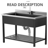 20 in. Freestanding Laundry Sink, Black
