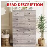 Gray 7-Drawer Chest, 25.98 in Wide
