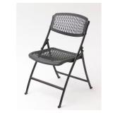 2-Plastic Seat Folding Chair in Black