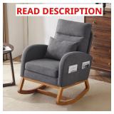 Gray Linen Rocker Armchair