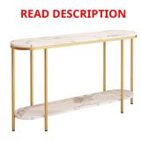 42.13 in White & Gold Oval MDF Console Table