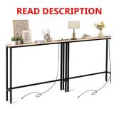 Beige Rectangle MDF Console Table Set of 2