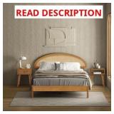 NTC Gem Wooden Bed Frame, Natural Cane Queen