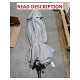 Grey patio umbrella, size unknown