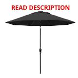 9 ft Aluminum Push Tilt Umbrella in Black