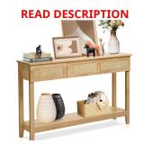 Natural Wood Console Table with Drawers