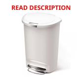 13-Gal Semi-Round Kitchen Trash Can, White