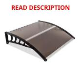 39 in. Black Door & Window Fixed Awning Brown