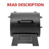 Portable Charcoal Grill & Side Fire Box Black