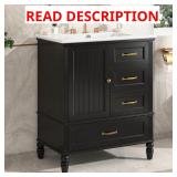30" Vanity: Black, 1 Door (No Sink)