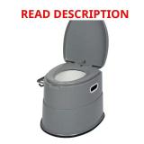 20 in. Portable Toilet, Waterless, Gray