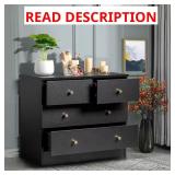 Black 4-Drawer 25.98 in. Wide Chest of Drawers
