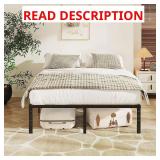 12 in. Black Metal Platform Bed Frame