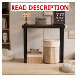 35.5 in. Black Solid Wood Console Table