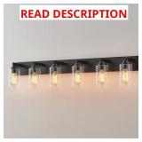 44 in. 6-Light Black Vanity Light with Shades