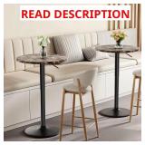 36-in Adjustable Marble Pub Table, Black Base
