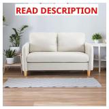 Beige Cat-Scratch Faux Leather Loveseat 41"