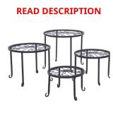 Plant Stand Black 4-Tier Round Metal Indoor
