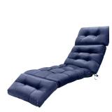Blue Outdoor Chaise Lounge Cushion with Ties