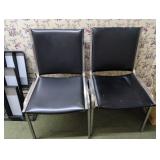 2 Chrome Metal and Black Leather Office Chairs