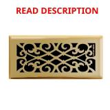 Elegant Scroll Steel Floor Register 4x10 Brass
