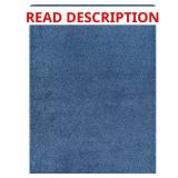Blue Silky Solid Plus Thick Pile Rug