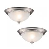 2-Light Brushed Nickel Flush Mount (2-Pack)
