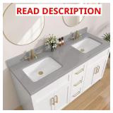 Goi 60 in. Vanity Top Double Sink White/Gray