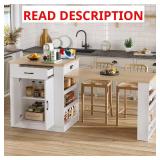 Horace White Extendable Kitchen Island