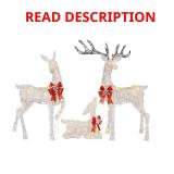 Warm White LED Deer Family Yard Decor Set 3