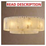 Gold 10-Light Chandelier, Alabaster Shade (Missin