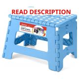 2 Folding Step Stool - 9" Non-Slip Blue