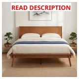 Walnut Brown Bamboo Platform Bed Queen