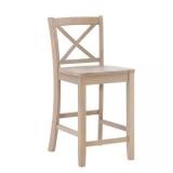 Hubbard 24" Greywash Counter Stool, Wood Seat