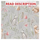 Forest Animals Grey Whimsical Wallpaper