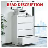 Belira Modern 4-Drawer White File Cabinet