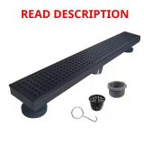 24 in. Matte Black Shower Drain w/ Cover