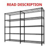 5-Tier L-Shaped Black Metal Shelving Unit