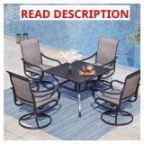 Black 5-Piece Metal Patio Dining Set