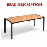 Brown 71" Alum Patio Dining Table w/ Wood-Top