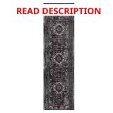 Angora Anthracite 2 ft x 7 ft Medallion Rug